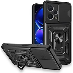 Resim Xiaomi Redmi Note 12 Pro 5g Kılıf Kamera Korumalı Sürgülü Yüzüklü Armor Military Koruyucu Tank Kapak 