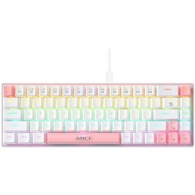 Resim İmıce Gk-690 Type-c Kablosuz Mekanik Klavye Beyaz Pembe 
