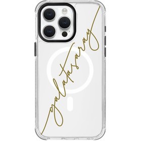 Resim Galatasaray El Yazı Magsafe Şeffaf Telefon Kılıfı - iPhone 15 Pro Max 