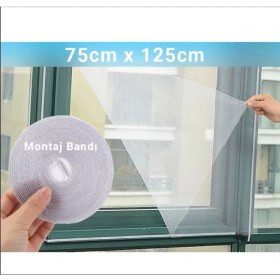 Resim Hagiki Pencere Sinekliği Tül Perde Cırt Bantlı Kolay Kurulum Sineklik 75 x 125 cm Tek Kanat 