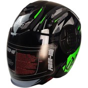 Resim MOTOANL Motosiklet Yarım Kask Double Güneş Vizörlü Ece Sertifikalı Abs Material Motor Kaskı Green Arrow 