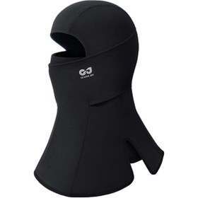 Resim Golovejoy Dtj52 Çift Açılış Kış Kayak Yüz Maskesi Çabuk Kuruyan Rüzgar Geçirmez Sıcak Şapka Açık Bisiklet İçin Siyah 