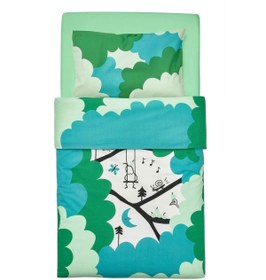 Resim IKEA GRONFINK Bebek Nevresim Takımı Ye?il Turkuaz 60x120 cm Pamuklu 