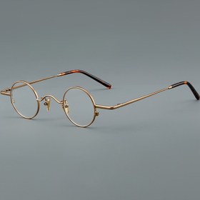 Resim Retro Streetwear Yuvarlak Gözlük Çerçevesi - Hafif Metal ve Altın Tonlu Kaplama & Kahverengi Kollu, Erkekler ve Kadınlar için Unisex Moda Gözlüğü, El Yapımı Suni Deri Kılıf Dahil - Noel Sevgililer Günü Doğum Günü Hediyesi, Yılbaşı İçin En İyi Seçim 