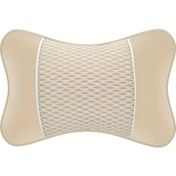 Resim Elmpaly Bej Sku 1 Adet Suni Deri Araç Boyun Yastığı Nefes Alabilen Ergonomik 