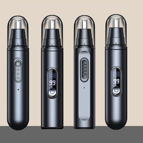 Resim YAIAWISU Şarj Edilebilir USB Kulak ve Burun Tüyü Makası LCD Ekranlı - Ağrısız Yüz Tüyü Alma, 180mAh Pil, Siyah & Gri Tasarım, Şık Modern Tarz, Taşınabilir Tüy Makası | Şık Bakım Aracı | Dijital Ekran Özelliği, Tüy Düzeltici 