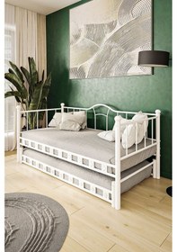 Resim Argimo Kamelya Yavrulu Daybed Sedir Beyaz Karyola 90x190 