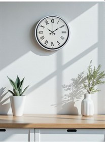 Resim 36 Cm Beyaz Dekoratif Duvar Saati Beyaz - Metal 