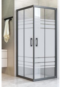 Resim Durul Duşakabin Kare 5mm Siyah Profil Desenli H:190 