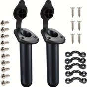 Resim 2 adet Kayak Deck Flush Mount Çubuk Tutucu ve Kapak Kapağı - Balıkçılık Deneyiminizi Geliştirin! 