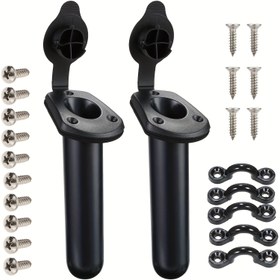 Resim 2 adet Kayak Deck Flush Mount Çubuk Tutucu ve Kapak Kapağı - Balıkçılık Deneyiminizi Geliştirin! 