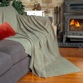 Resim Premium Koltuk Örtüsü 175x350 XLARGE Gramajlı Jakarlı Şönil Kum Beji | Kanepe Örtüsü | Kaymaz - Kum Beji 