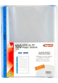 Resim Bigpoint Poşet Dosya Mavi Şeritli Kristal 90 Mikron 100'Lü Paket N11.43436 