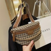 Resim Huazhongjiao Kadınlar için Houndstooth Crossbody Çanta - Ayarlanabilir Askı, Fermuar Kapanışı, Polyester Astar, Siyah Altın Zincir Detaylı, Günlük Gezintiler için Rahat Şık Omuz Çantası, Küçük Crossbody Çanta 