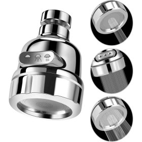 Resim Hasel Krom 3 Fonksiyonlu Mutfak Lavabo Başlığı 360 Derece Döner Musluk Ucu Tasarruflu 