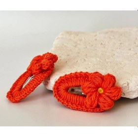Resim Amigurumi Örgü Çocuk Çiçek Toka Turuncu Tek Ebat Çok Renkli 