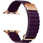 Resim Ariatech Watch 44mm Uyumlu Krd-78 Pu Deri Kordon Strap Kayış Clo- Mürdüm 