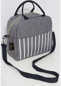 Resim Anne Bebek Askılı Taşıma Çantası Isı Yalıtımlı Termal Yemek, Mama, Beslenme, Gıda Çantası Gri - Sarı 
