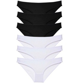 Resim 6 Adet Eko Set Likralı Kadın Slip Külot Siyah Beyaz Çok Renkli 