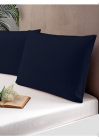 Resim Pierre Cardin 2'li Pamuk Saten Yastık Kılıfı Lacivert 