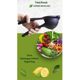 Resim Faseb Döküm Limon Sıkacağı Alüminyum Malzemeden 23 cm Büyük Boy Portakal ve Limon İçin 