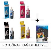 Resim PHOTOINK Epson Tüm 4 Renkli Yazıcılar 1 Takım Photoink Mürekkep- Fotoğraf Kağıdı Hediyeli 