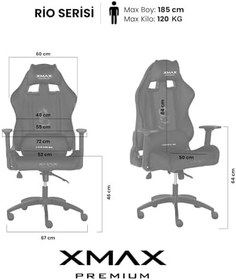 Resim XMAX Rio Balerion Terletmez Kadife Kumaş Mor Gaming Oyuncu Koltuğu 120 Kg Taşır 