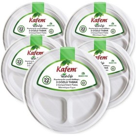 Resim Kafem Ekolojik 3 Gözlü Karton Tabak 22 Cm 25 Li X 40 Paket Koli 