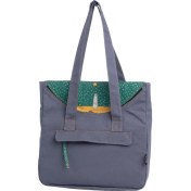 Resim Gri Kutup Ayısı Desenli Canvas Kumaş Omuz Çantası 