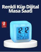Resim AyrStore Renk Değiştiren LED Alarmlı Dijital Küp Masa Saati 
