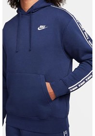 Resim Nike Club Fleece Hoodie Track Suit Kapişonlu Pamuklu Erkek Eşofman Takımı Lacivert 