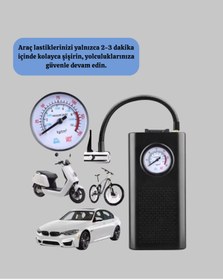 Resim Marsilyan Type-C Şarjlı Güçlü Elektrikli Kompresör Motosiklet Oto Bisiklet İçin ILKELGRP-5835 
