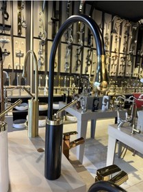 Resim İsaoğlu Yapı Çanak Lavabo Bataryası Gold Siyah Lavabo Musluğu Drop Design Gold Lavabo Armatür Gold 