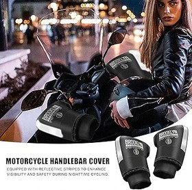 Resim Motosiklet Gidon Manşonları - Motosiklet Saplı Kavrama Eldivenleri, Saplı Kavrama Eldivenleri, Yansıtıcı Tasarımlı Kış Termal Eldivenler, Erkekler Kadınlar için Gidon Manşonları 