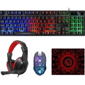 Resim GZPLZ LD-126 4 In 1 Klavye + Fare + Kulaklık + Mouse Pad Seti Siyah (Yurt Dışından) 