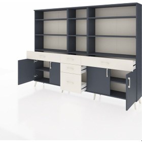 Resim Arges Dolap 11 Raflı 5 Çekmeceli 4 Kapaklı 220x30x163 Antrasit-antrasit/aytaşı Antrasıt/aytası - Antrasıt 