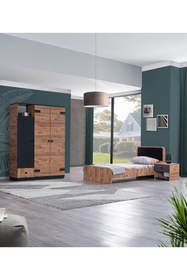 Resim Setay Milas Genç Odası - 3 Kapaklı Dolap, Karyola, Komodin 