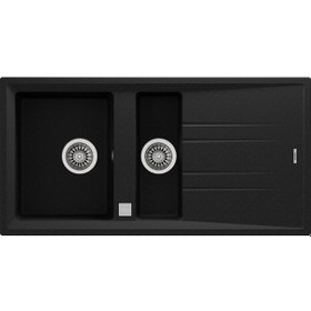 Resim Teka Stone 60 B-Tg Bir Büyük Hazne Bir Küçük Hazne Ve Damlalıklı Tegranite Eviye - Metalik Siyah - 115360010 