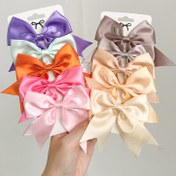 Resim 5 adet/set Dokuma Polyester Saç Fiyonkları - Düz Renkli Pop-Kültür Temalı Saç Tokaları Aksesuarları 
