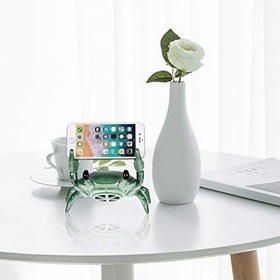 Resim ibasenice Yengeç figürü hoparlör telefon tutucu kablosuz ses kutusu hoparlör kutusu telefon rafı standı masa üstü takı tutucu ev dekorasyonu için yeşil 