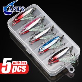 Resim 5 adet ANFS Jig Balıkçılık Yemleri, Gerçekçi Yüzme Hareketi ile 10g Kurşun Metal Yemler, Keskin Kancalar, Bas ve Alabalık için Çok Yönlü, Tatlı Su ve Tuzlu Su Balıkçılık Ekipmanları 