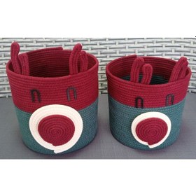 Resim 2 Adet 18 30cm Oyuncak Sepeti El Emeği Bordo Bordo 