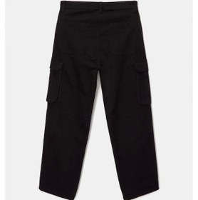 Resim Oversize Cotton Erkek Kargo Pantolon Siyah Siyah 