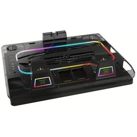 Resim Elmpaly Siyah Ps5 Soğutucu Tabanı, Renkli Led Çift Fan, Kumanda Şarj İstasyonu Usb 