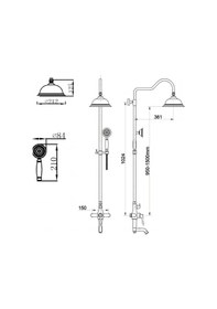 Resim Fause Rustik Kolonlu Bataryalı Tepe Duş Seti Vintage Gold Altın Kds100-g Altın 