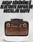 Resim Techno Stock Bluetooth Hoparlör Ahşap Renk Vintage Işıklı Nostaljik Radyo Fm Ahşap Görünümlü 