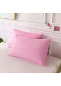Resim Pembe Renkli Pamuklu Ranforce Kumaştan Yastık Kılıfı 2 Adet 