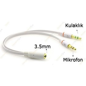 Resim Kulaklık Mikrofon Ayırıcı Y Splitter Kablo 2 X 3 5Mm Stereo 