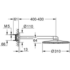Resim Grohe Rainshower Smartactive 310 Tepe Duşu Seti 430 Mm, 2 Akışlı - 26475a00 Metalik 
