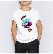 Resim Isme Özel Brawl Stars Buzz Baskılı Çocuk Tişört T-Shirt Mr-03 Beyaz 